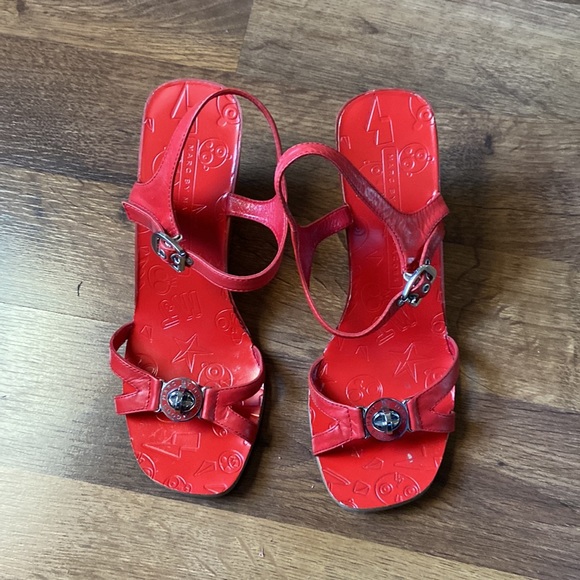 Marc Jacob Cherry Red Heeled Sandals with Turn Tab.(gentle use). - Picture 2 of 10